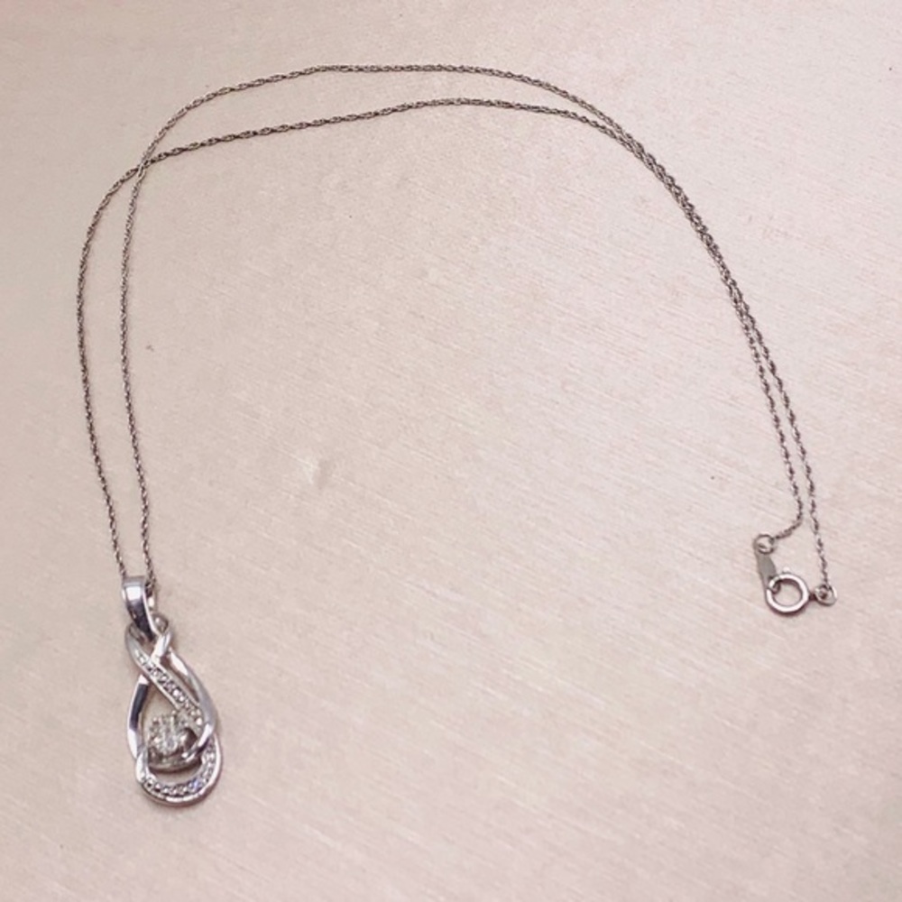 Euc Sterling Silver Double Infinity Loop Diamond - image 6